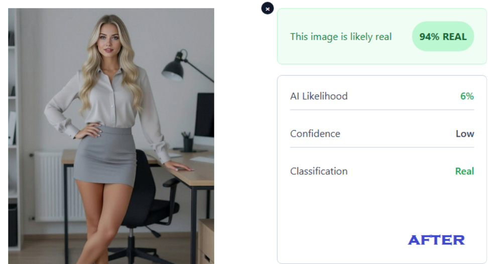 AI detector now reading the same image as 99% real human