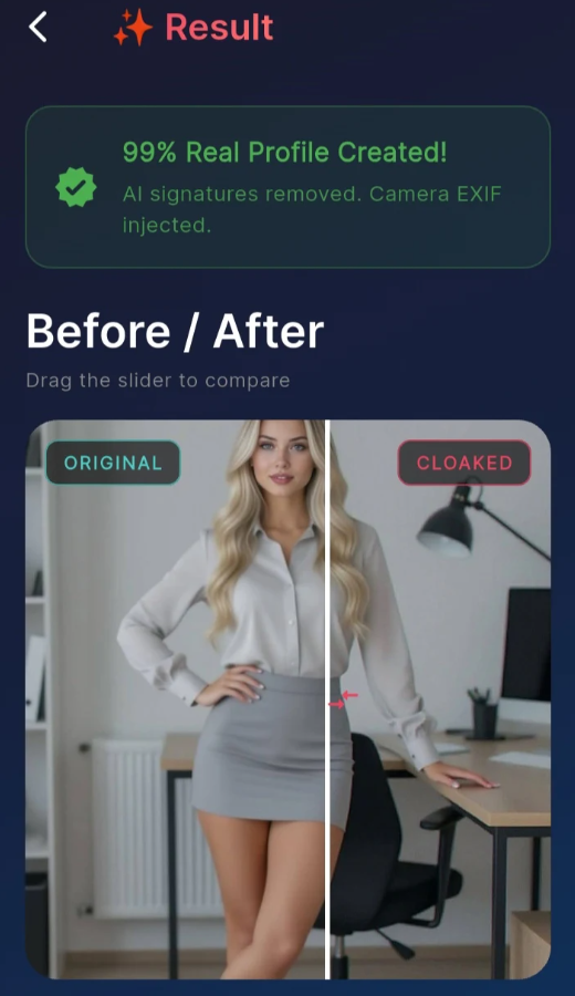 Tool processing the image and creating an organic camera profile
